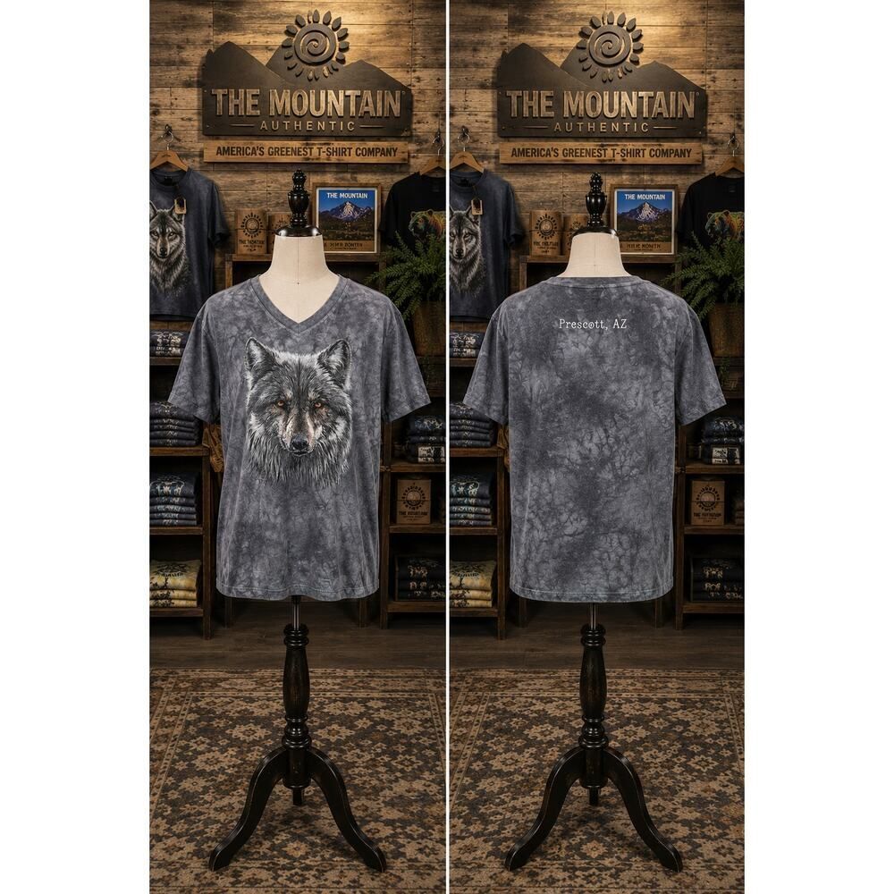 The Mountain Wolf Tie Dye Prescott AZ Graphic Tee V Neck USA XL